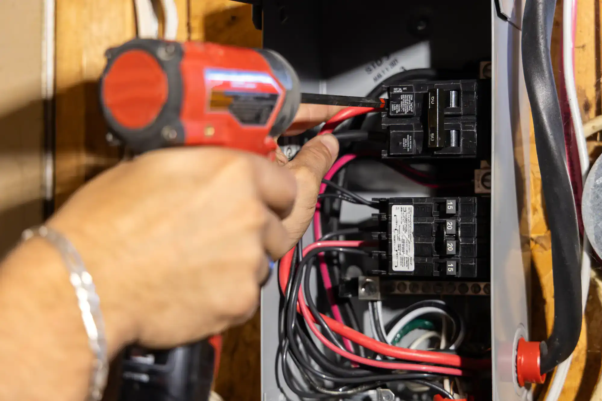 Residential electrical panel installation in a Dallas County house, highlighting professional wiring and modern safety standards